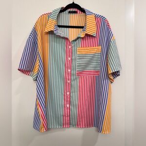 Colorful Striped Button-Up Shirt